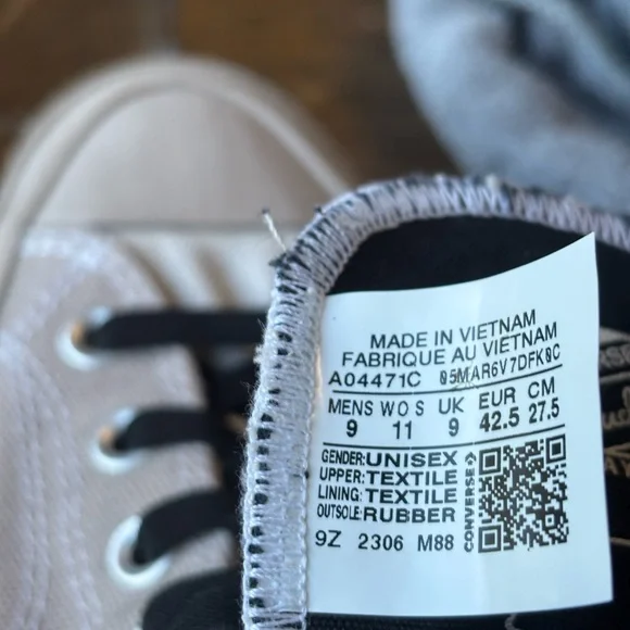 Converse Chuck 70‎ High Top Sneakers Light Grey Canvas Unisex Men 9 / Women 11 - Picture 9 of 10